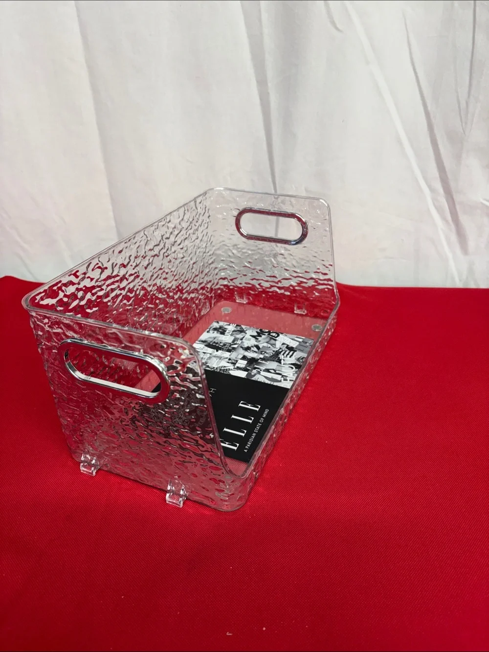 ELLE Clear Textured Glacial Cosmetic Organizer with Side Handles